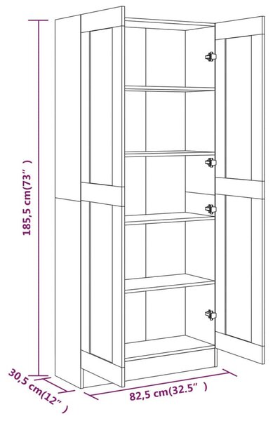 VidaXL füstös tölgy színű fa fürdőszobaszekrény 82,5x30,5x185,5 cm