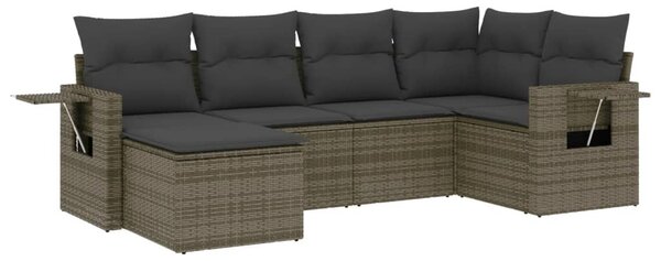 6 részes szürke polyrattan kerti ülőgarnitúra párnákkal