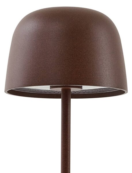 Lindby LED akkumulátoros asztali világítás Arietty, barna, dimmelhető, IP65, dimmelhető, Barna / rozsda, Nappali / Étkező, Alumínium, Modern