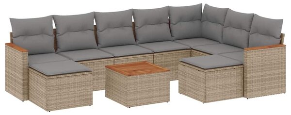 10 részes bézs polyrattan kerti ülőgarnitúra párnával