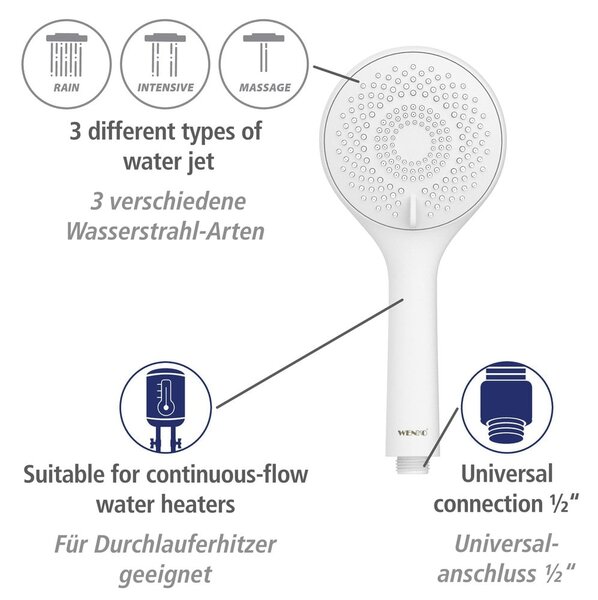 Fehér rozsdamentes acél zuhanyszett 70 cm Watersaving – Wenko