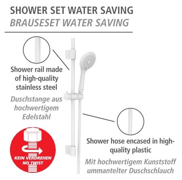 Fehér rozsdamentes acél zuhanyszett 70 cm Watersaving – Wenko