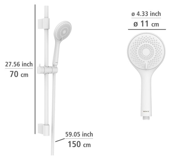 Fehér rozsdamentes acél zuhanyszett 70 cm Watersaving – Wenko