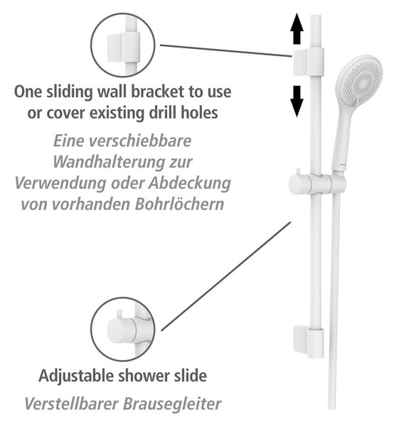 Fehér rozsdamentes acél zuhanyszett 70 cm Watersaving – Wenko