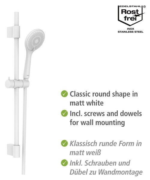 Fehér rozsdamentes acél zuhanyszett 70 cm Watersaving – Wenko