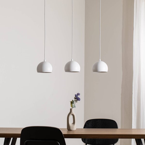 Luminex Sool lógó lámpa, fehér, hossza 65 cm, 3 izzós, fém, E27, dimmelhető, Fehér / opál, Nappali / Étkező, fém