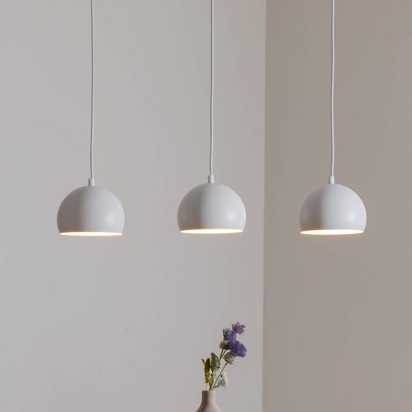 Luminex Sool lógó lámpa, fehér, hossza 65 cm, 3 izzós, fém, E27, dimmelhető, Fehér / opál, Nappali / Étkező, fém
