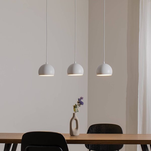 Luminex Sool lógó lámpa, fehér, hossza 65 cm, 3 izzós, fém, E27, dimmelhető, Fehér / opál, Nappali / Étkező, fém