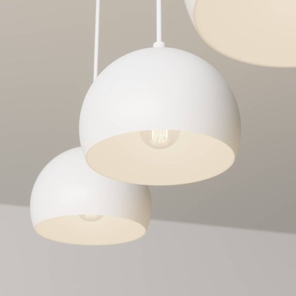 Luminex Sool lógó lámpa, fehér, hossza 65 cm, 3 izzós, fém, E27, dimmelhető, Fehér / opál, Nappali / Étkező, fém
