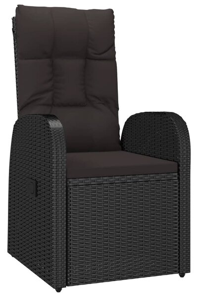 11 részes fekete polyrattan kerti étkezőgarnitúra párnákkal