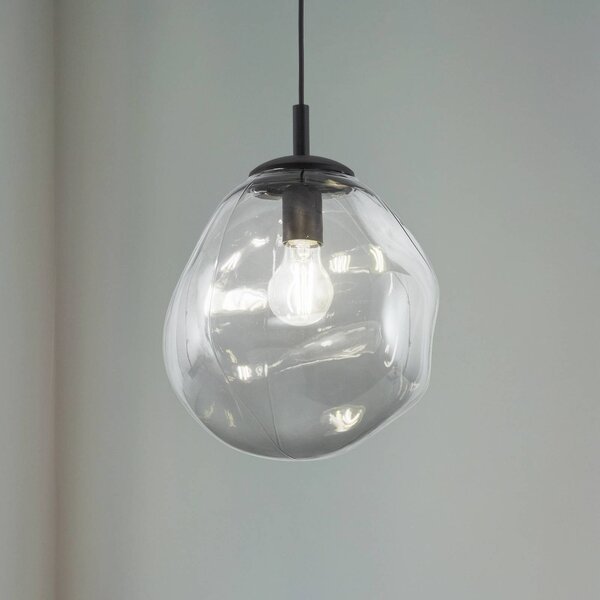 TK Lighting Sol Mini függőlámpa, üveg, Ø 25 cm, fekete/grafitszürke, dimmelhető, Alu / szürke / cink, Nappali / Étkező, Üveg, Modern