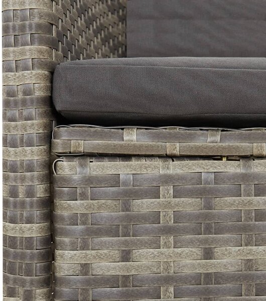 11 részes szürke polyrattan kerti ülőgarnitúra párnákkal