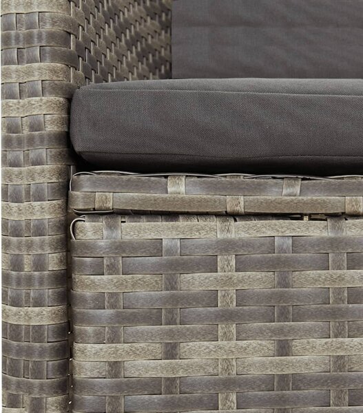 9 részes szürke polyrattan kerti étkezőgarnitúra párnával