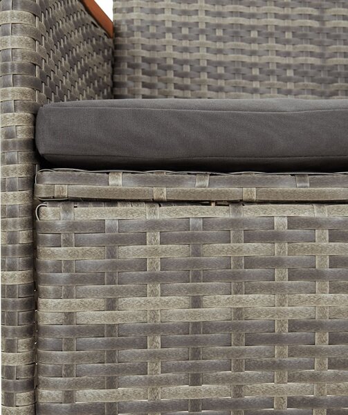 11 részes szürke polyrattan kerti ülőgarnitúra párnákkal