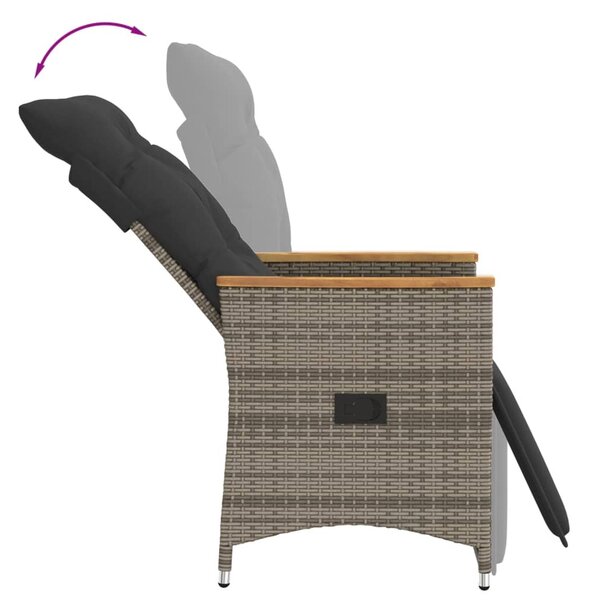 3 részes szürke polyrattan bisztrógarnitúra párnákkal