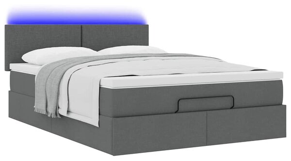VidaXL Ottomán ágy matraccal sötétszürke 140x190 cm szövet