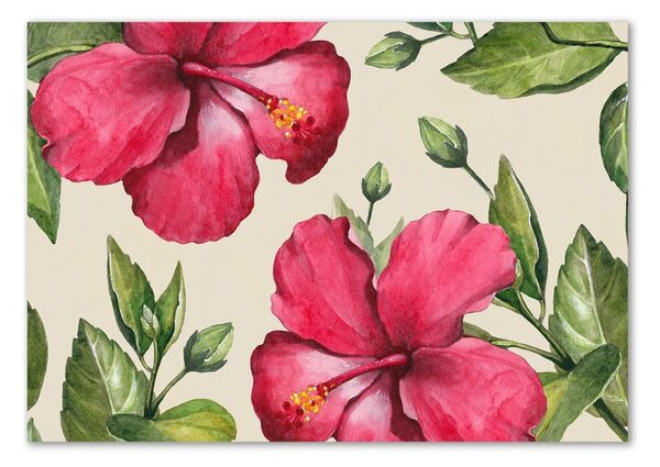 Fali üvegkép Pink hibiszkusz