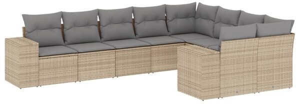 9 részes bézs polyrattan kerti ülőgarnitúra párnákkal