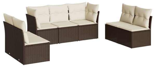 7 részes barna polyrattan kerti ülőgarnitúra párnákkal