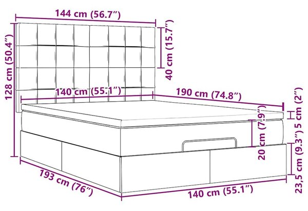 VidaXL Ottoman Ágy - Bársony - 140x190 cm