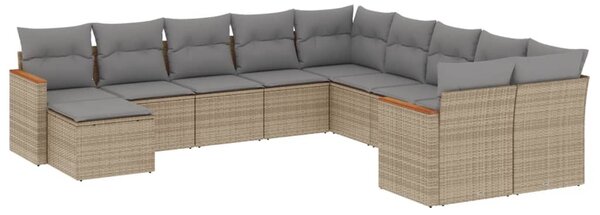 11 részes bézs polyrattan kerti ülőgarnitúra párnákkal