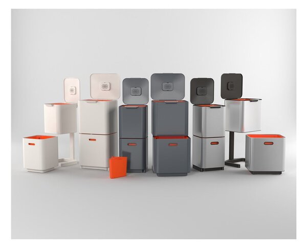 Ezüstszínű acél szelektív szemetes 40 l Totem Compact – Joseph Joseph
