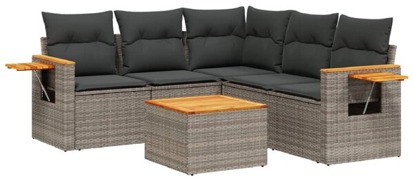 6 részes szürke polyrattan kerti ülőgarnitúra párnákkal