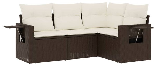4 részes barna polyrattan kerti ülőgarnitúra párnákkal