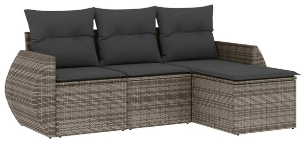 4 részes szürke polyrattan kerti ülőgarnitúra párnákkal