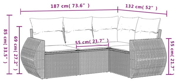 4 részes szürke polyrattan kerti ülőgarnitúra párnákkal