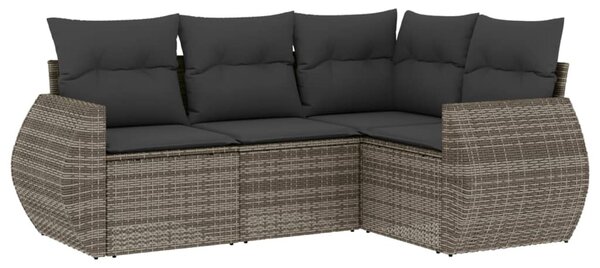 4 részes szürke polyrattan kerti ülőgarnitúra párnákkal