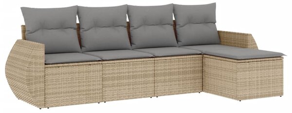 5 részes bézs polyrattan kerti ülőgarnitúra párnákkal
