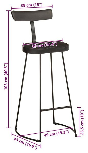 VidaXL 2 db fekete tömör mangófa bárszékek 49x43x103 cm