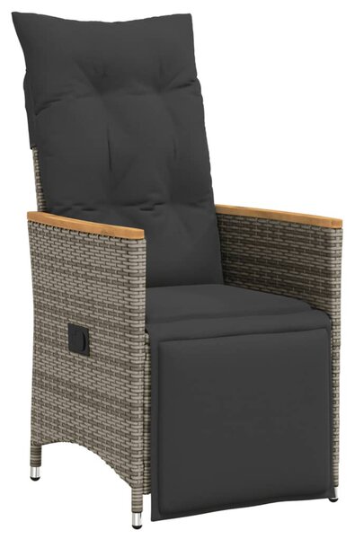 9 részes szürke polyrattan kerti étkezőgarnitúra párnával