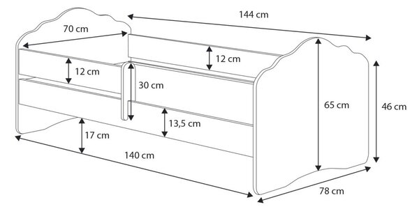 FALA gyermekágy 140x70 korlátos - Szárnyas lány - FALA gyermekágy 140x70 korlátos - Szárnyas lány