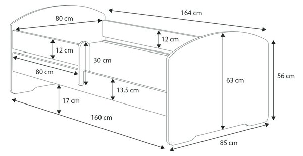 Egyszemélyes ágy Luk 160x80 fiókkal