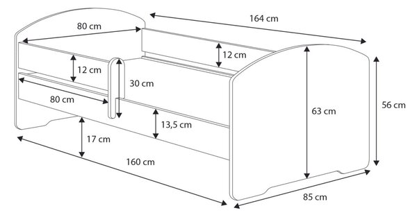 Gyermekágy Luk 160x80 fiókkal - Princess