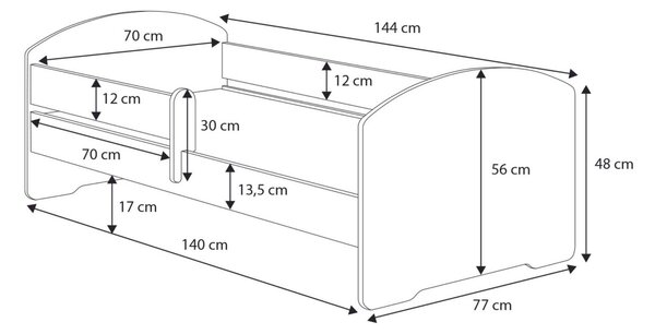 Luk - egyszemélyes ágy 140x70 művészeti alkotással - Kék mackó