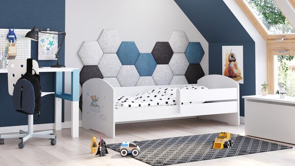 Luk - egyszemélyes ágy 140x70 művészeti alkotással - Kék mackó