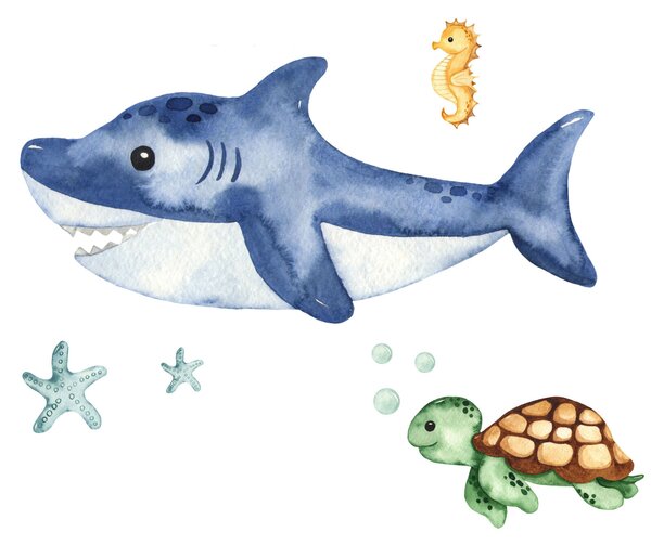 Luk egyszemélyes ágy 140x70 műalkotással - Shark