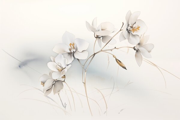 Fotótapéta Fehér orchidea ág akvarell stílusban, Fotótapéta virágok és növények, w09022 : Uwalls.hu