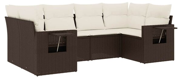 6 részes barna polyrattan kerti ülőgarnitúra párnával