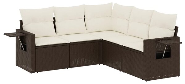 5 részes barna polyrattan kerti ülőgarnitúra párnával
