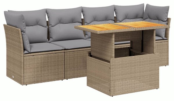 5 részes bézs polyrattan kerti ülőgarnitúra párnákkal