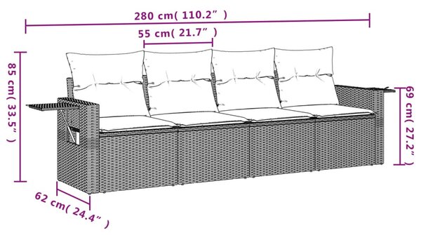 4 részes szürke polyrattan kerti ülőgarnitúra párnákkal