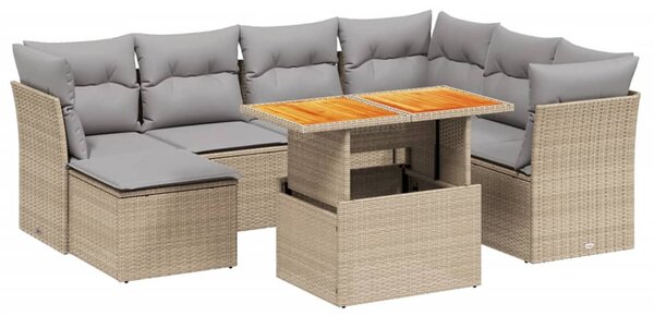 8 részes bézs polyrattan kerti ülőgarnitúra párnával