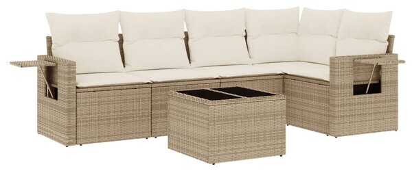 6 részes bézs polyrattan kerti ülőgarnitúra párnával