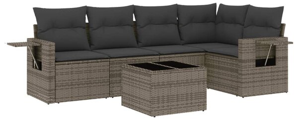 6 részes szürke polyrattan kerti ülőgarnitúra párnákkal