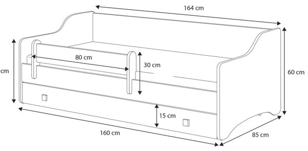 Egyszemélyes ágy Erik 160x80 fogantyú fekete