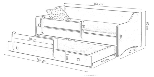 Kétszemélyes ágy Erik II 160x80 - fogantyú fekete